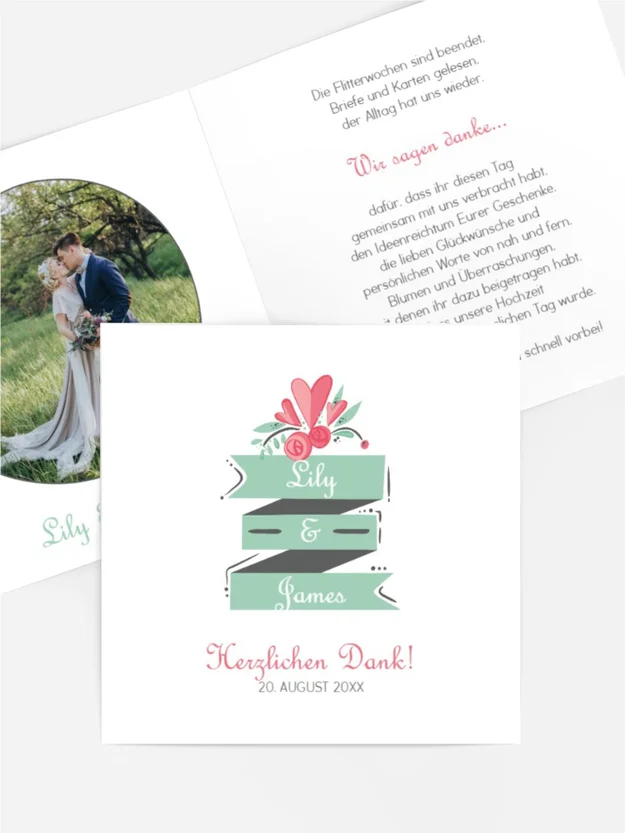 Dankeskarte Hochzeit "Du & Ich"