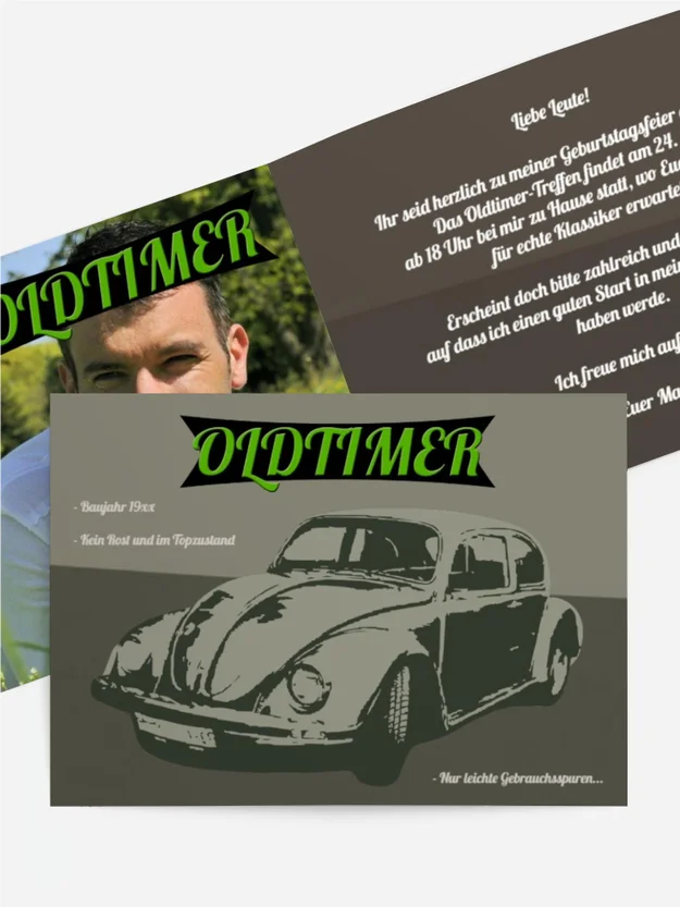 Einladung zum Geburtstag Oldtimer Foto Einladung zum Geburtstag Oldtimer Foto