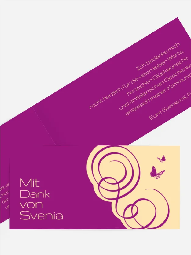 Kommunionskarte Danke Butterfly Kommunionskarte Danke Butterfly