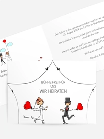 Hochzeitseinladung mit Bühnenshow