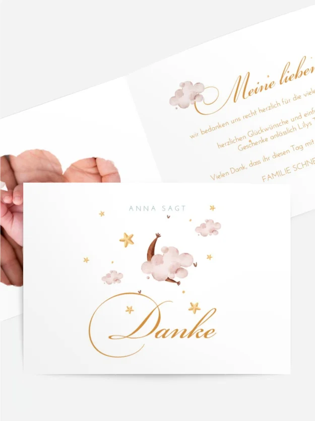 Dankeskarte Taufe Luftballons am Himmel