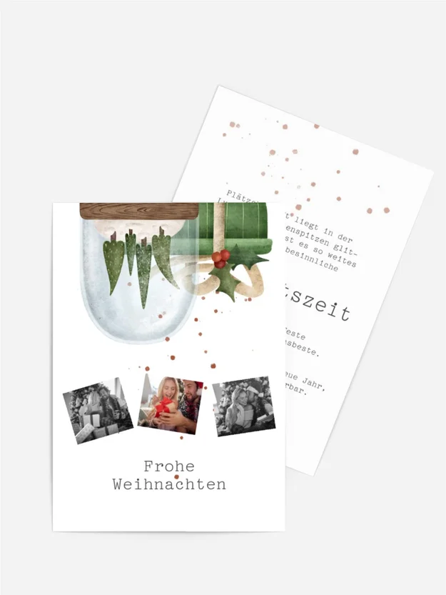 Grußkarte Weihnachten Bäume unter Schnee