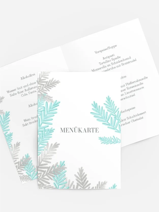Menükarte Weihnachten Eiszweig