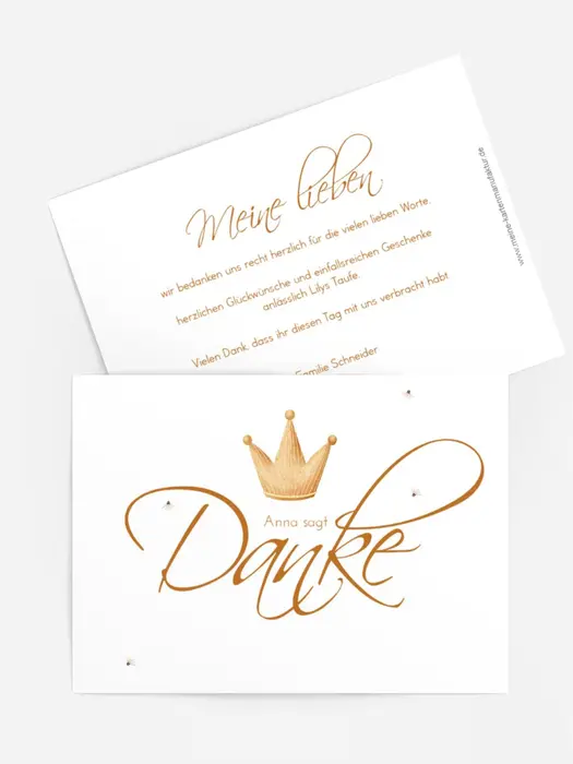 Dankeskarte Taufe Für eine kleine Prinzessin