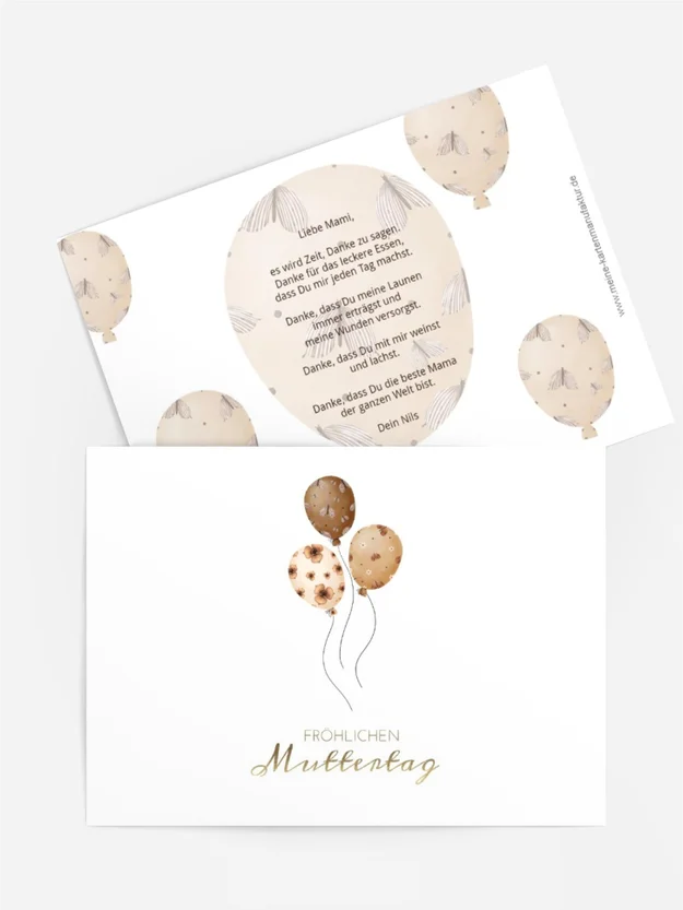 Grußkarte zum Muttertag Urlaubsbälle Grußkarte zum Muttertag Urlaubsbälle
