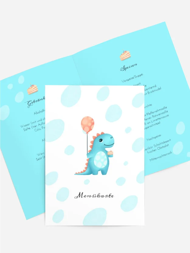 Menükarte Geburtstag Dinospaß