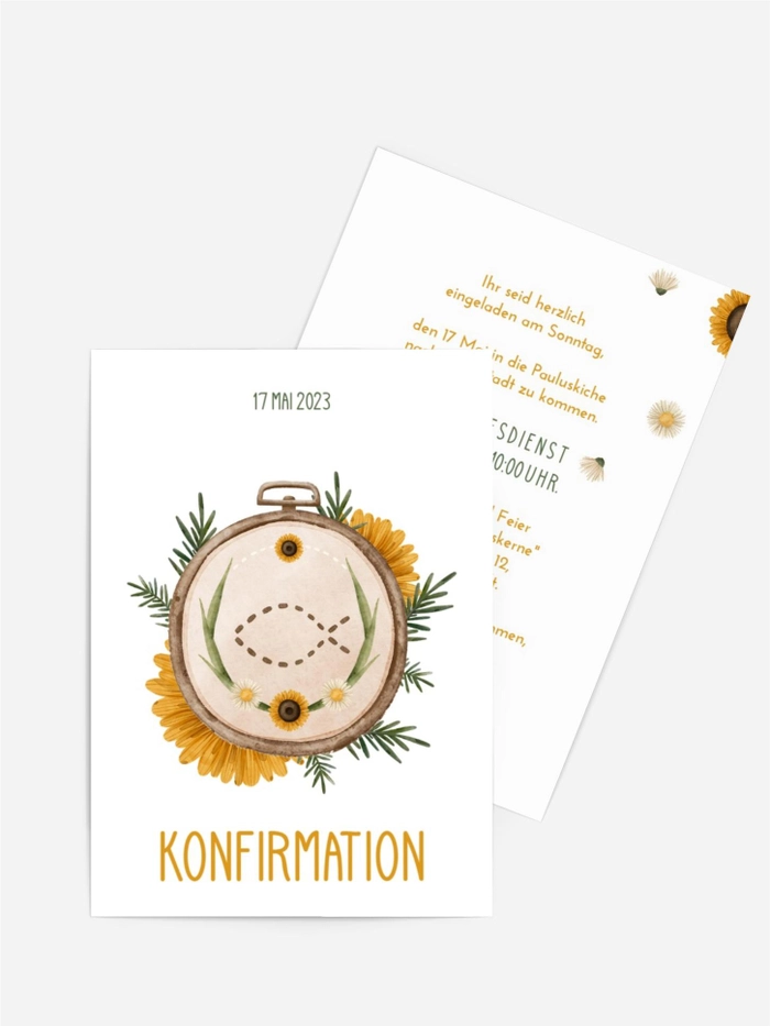 Einladungskarte Konfirmation Helle Blumen Einladungskarte Konfirmation Helle Blumen