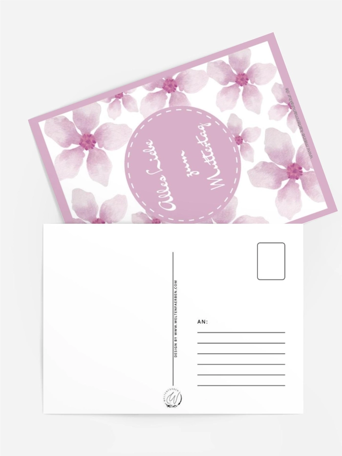 Aquarell Muttertagskarte in Rosa – Florales Blumendesign Aquarell Muttertagskarte in Rosa – Florales Blumendesign