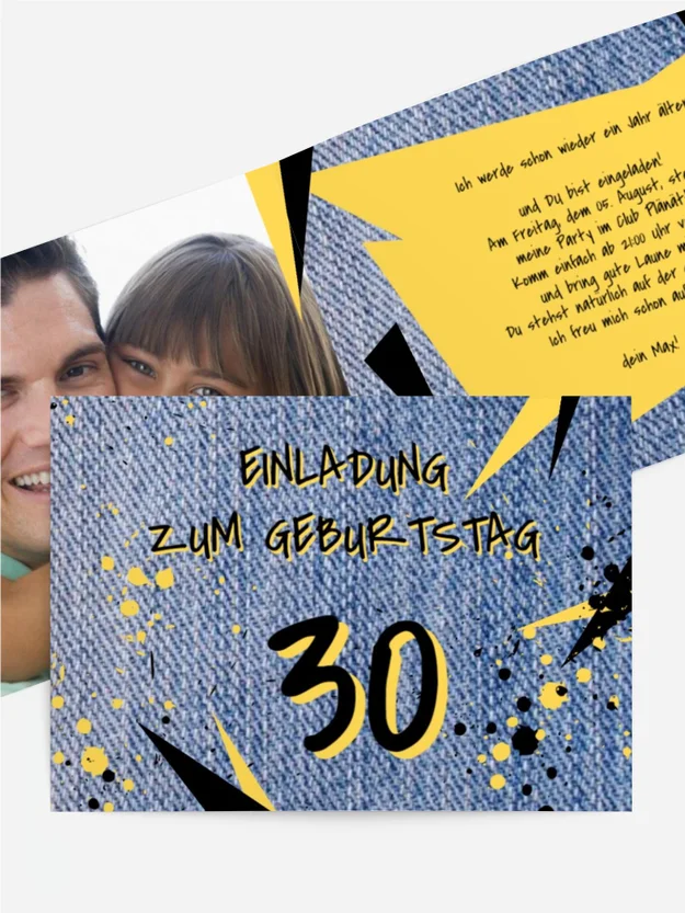 Einladung zum Geburtstag Jeans Style 30 Foto