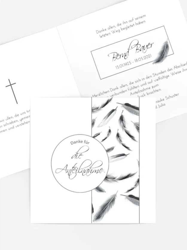 Trauerdanksagung Fliegende Federn