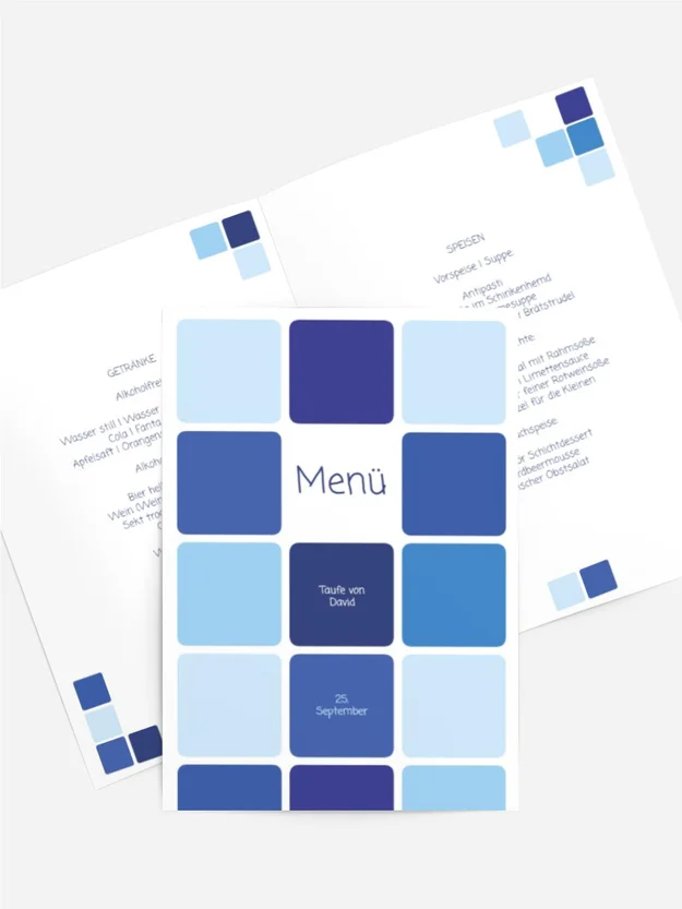 Menükarte Taufe Kästchen