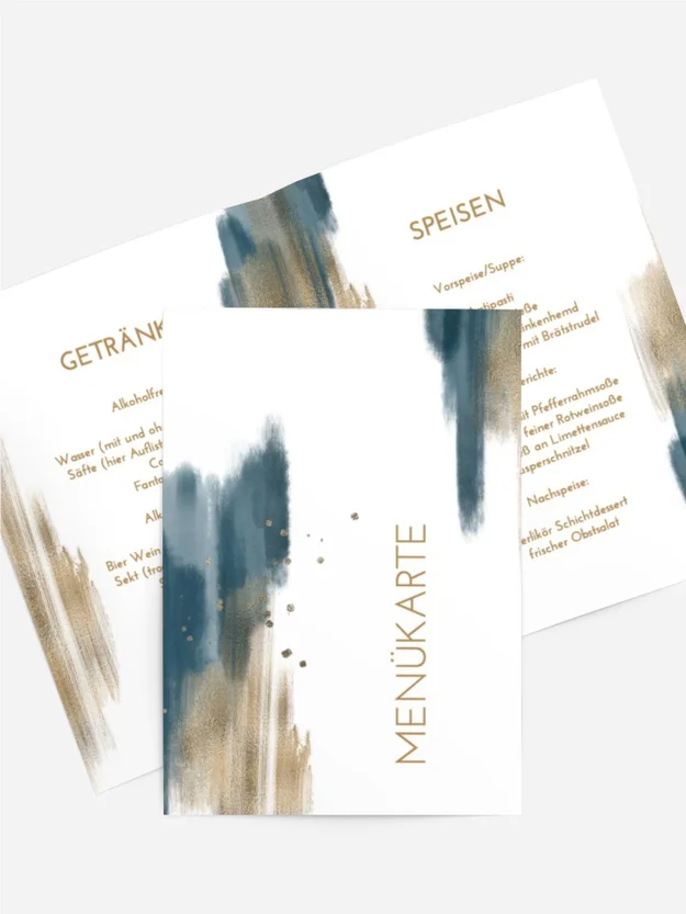 Menükarte Geburtstag Großer Aquarellfleck Menükarte Geburtstag Großer Aquarellfleck