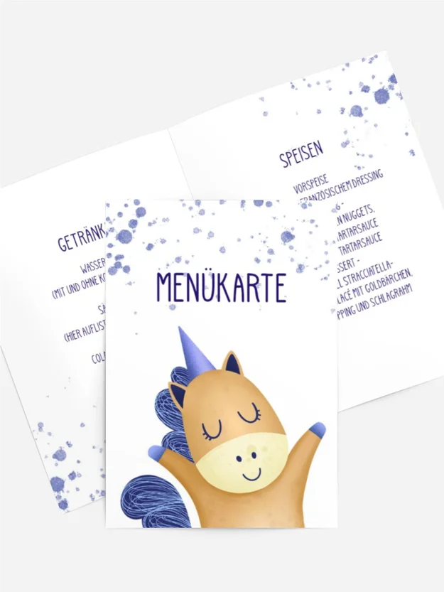 Menükarte Geburtstag Little happy Unicorn