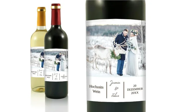 Hochzeit Flaschenetiketten Renntier