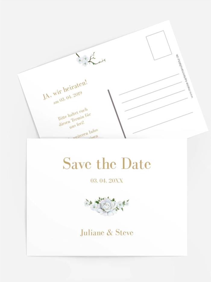 Save the Date Weiße Rose