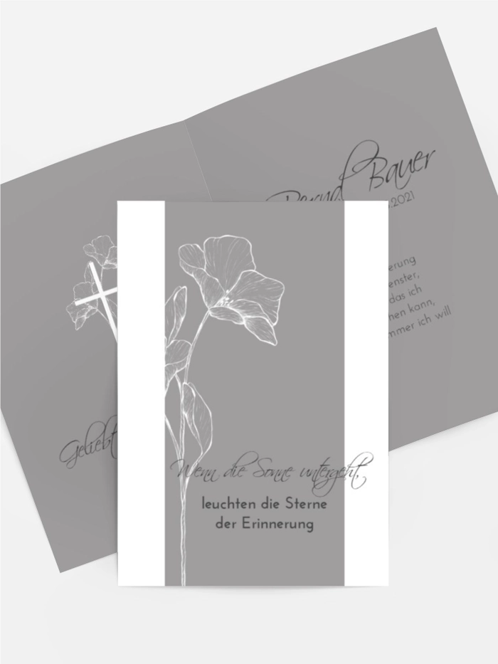 Sterbebildkarte Trauerkarten Mohnblumen Sterbebildkarte Trauerkarten Mohnblumen