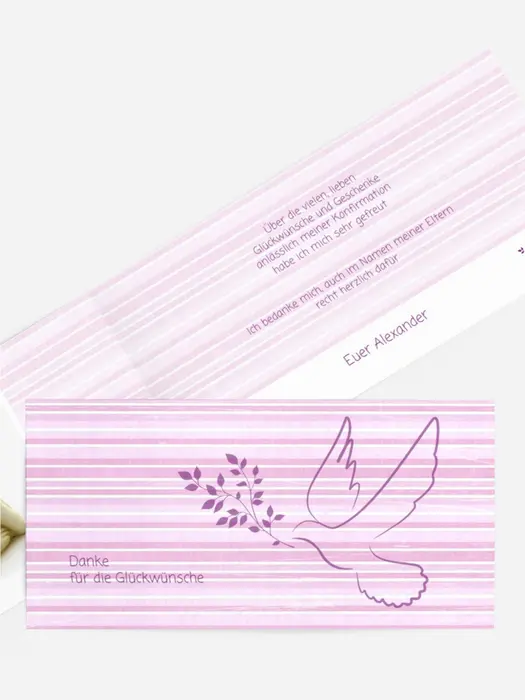 Dankeskarte Konfirmation_Taube 2