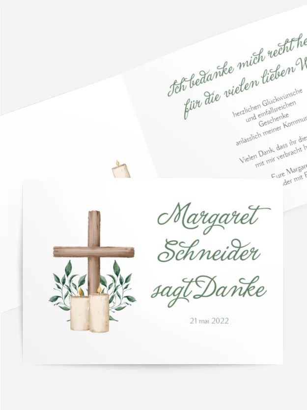 Dankeskarte  Kommunion Mein Kreuz