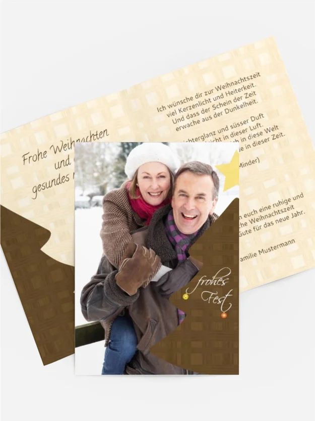 Grußkarte zu Weihnachten Privat Holzkaro