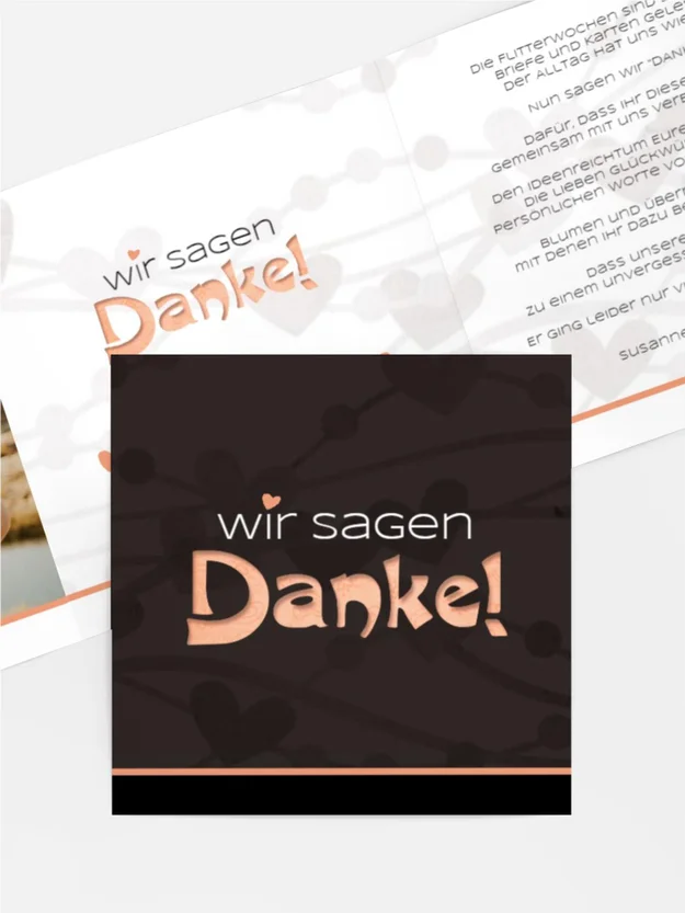 Dankeskarte Hochzeit "Wilde Herzen"