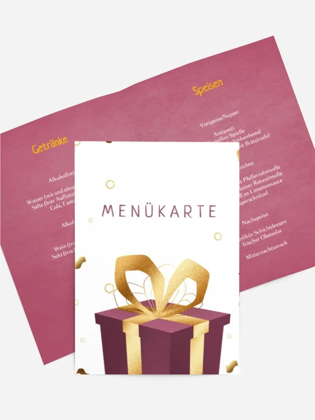 Menükarte Geburtstag Überraschungsbox