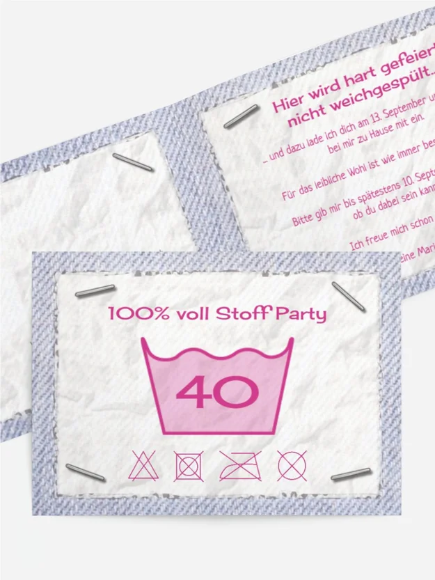 Einladung zum Geburtstag Waschzettel 40