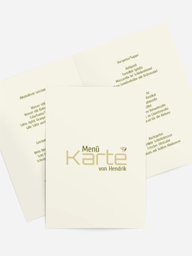 Menükarte Taufe Vogel