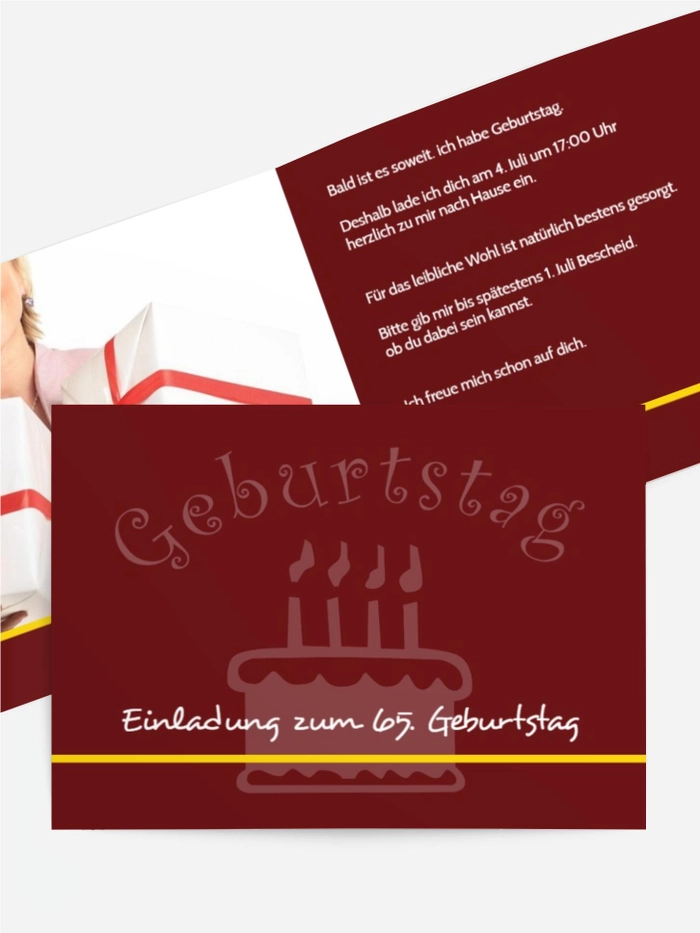 Geburtstagseinladung colour-contrasting 65 Foto