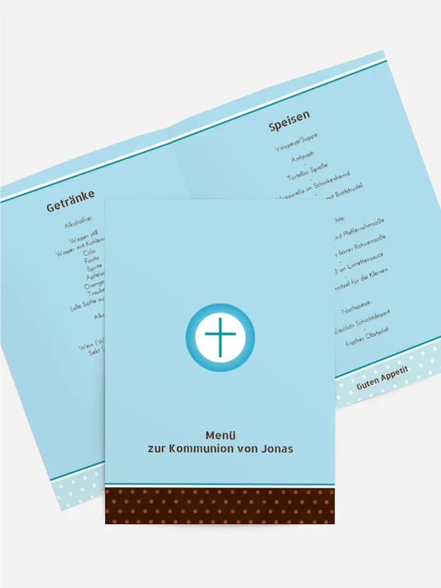 Kommunion Menükarte Kreuzhostie