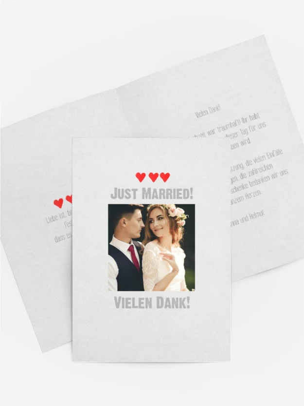 Dankeskarte Hochzeit "Vintage Herzen"