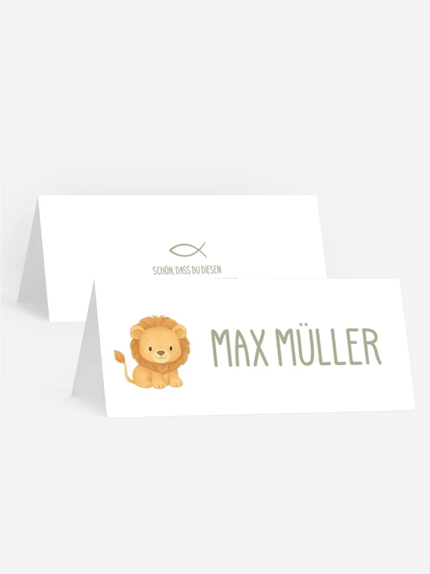 Tischkarte Taufe Tierfreunde