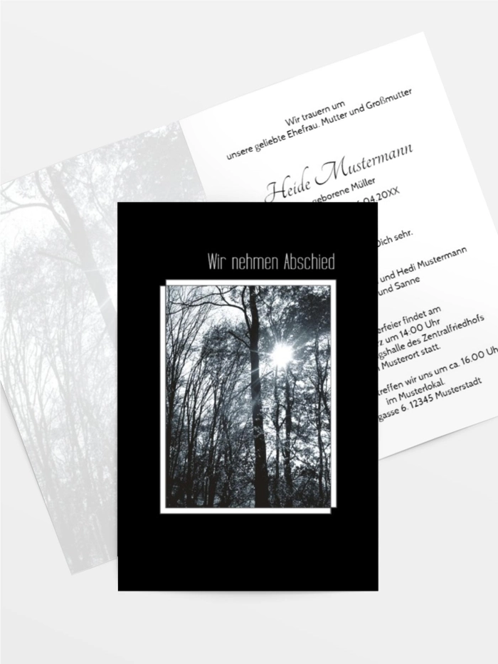 Trauerkarte Wald hoch