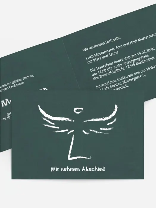 Trauerkarte heavenly wings quer