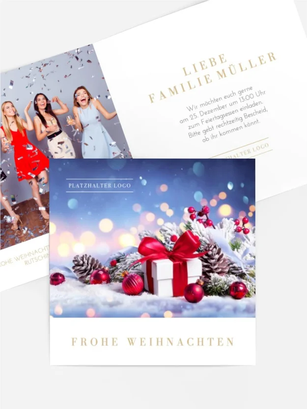 Einladung Weihnachten Schnee darunter