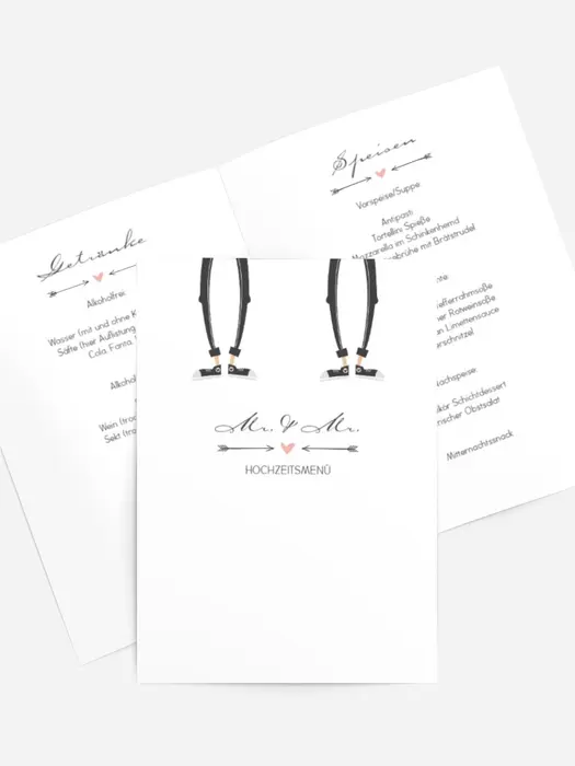 Menükarte zur Hochzeit Pärchen - Männer