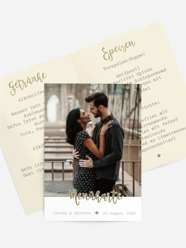 Menükarte Glitzerschrift