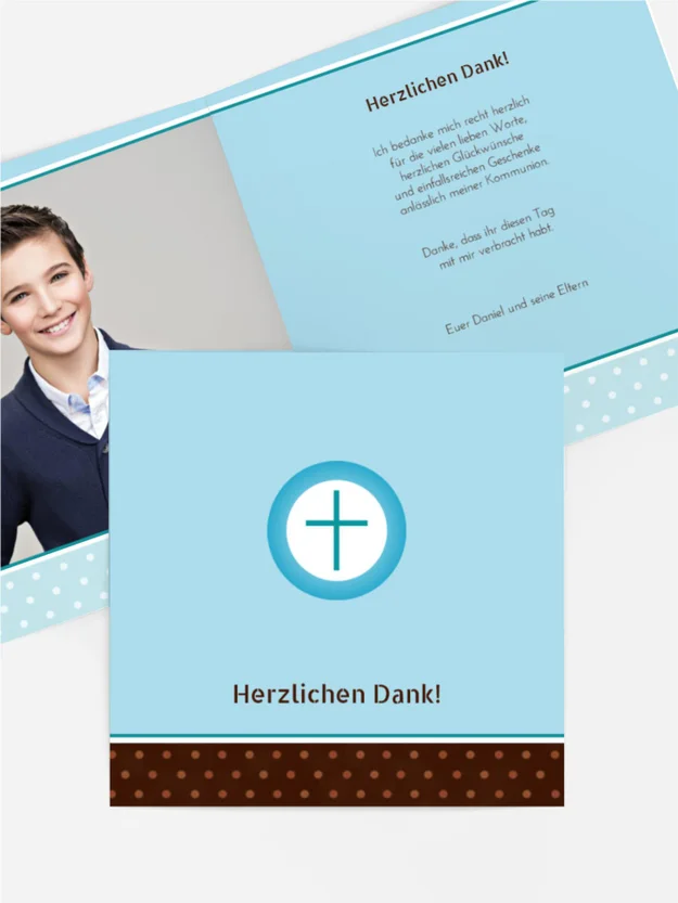 Kommunion Dankeskarte Kreuzhostie