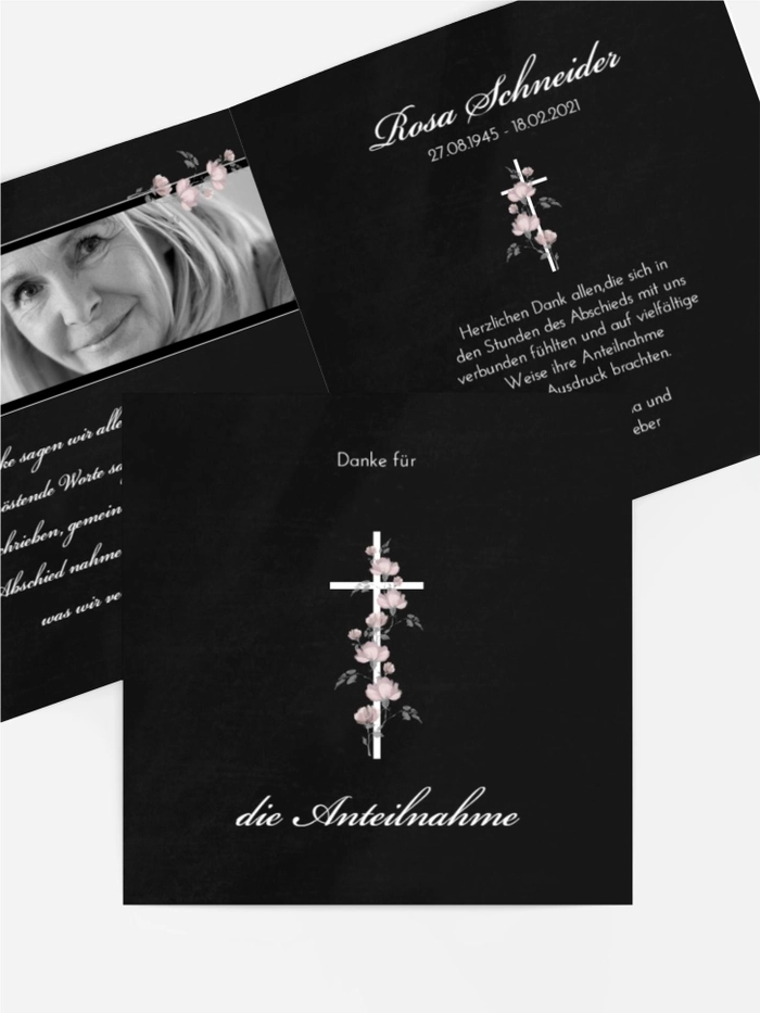 Trauerdanksagung Blühendes Kreuz