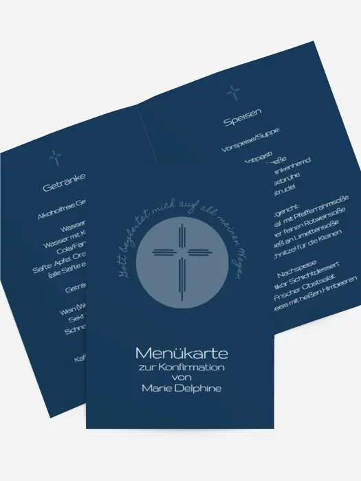 Menükarte Konfirmation Gottes Wege