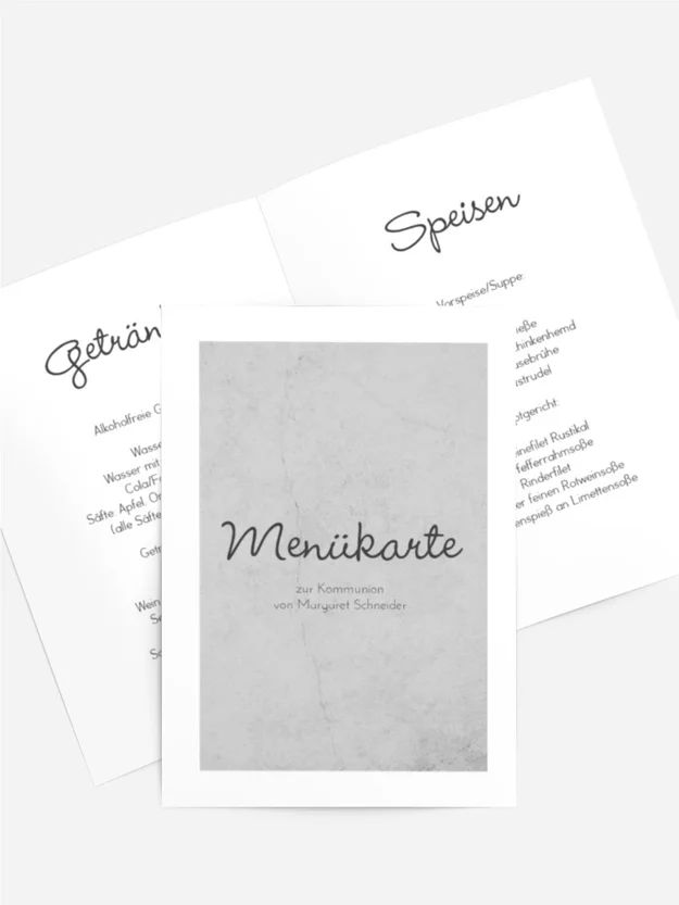 Menükarte Kommunion Kreuz am Hals