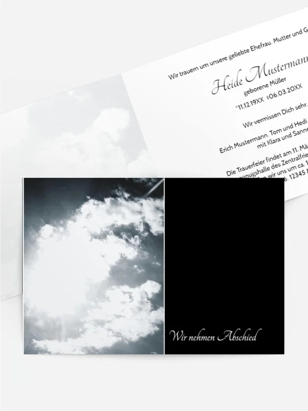 Trauerkarte Wolkenhimmel quer