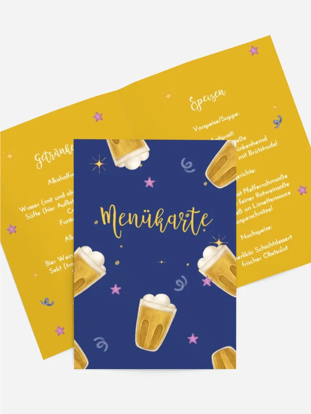 Menükarte Geburtstag  Laute Party