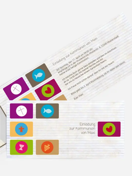 Einladung Kommunion buttons