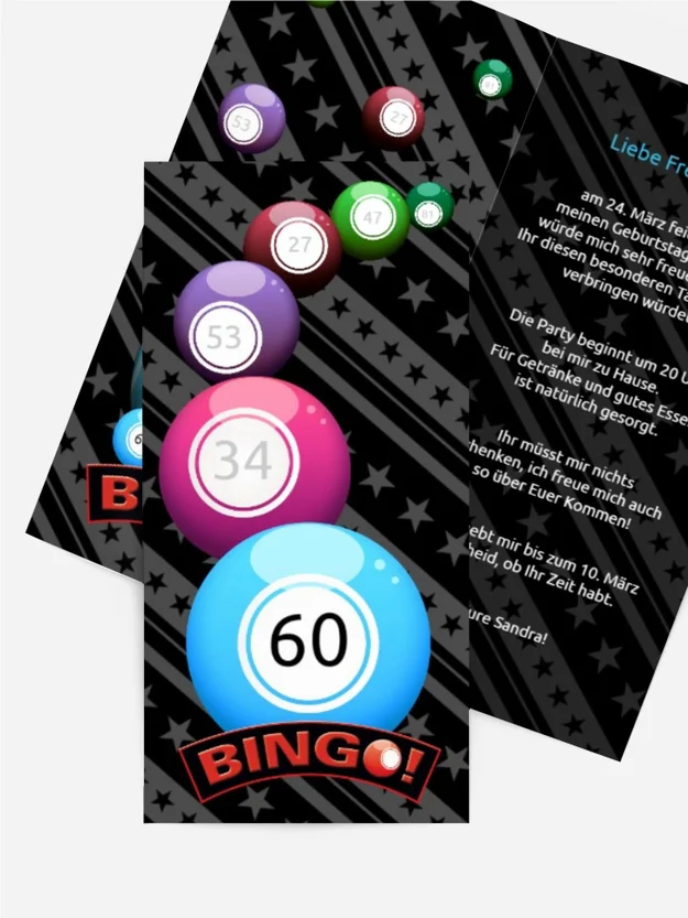 Einladung zum Geburtstag Bingo 60 Foto