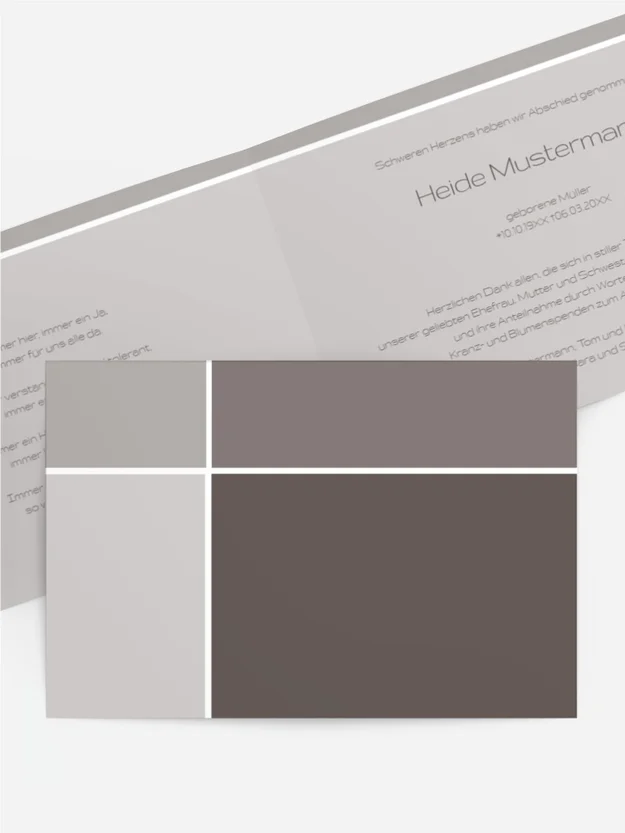 Trauerdanksagung Discreet Cross quer