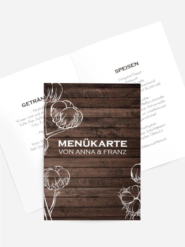 Menükarte Starke Wand