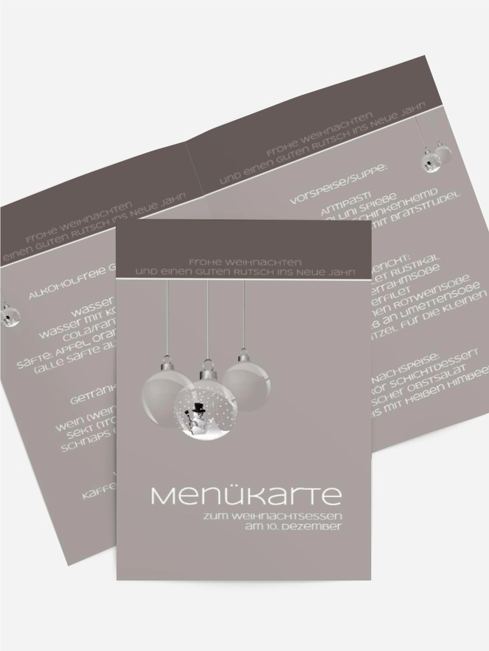 Menükarte Weihnachten Schneekugel Menükarte Weihnachten Schneekugel