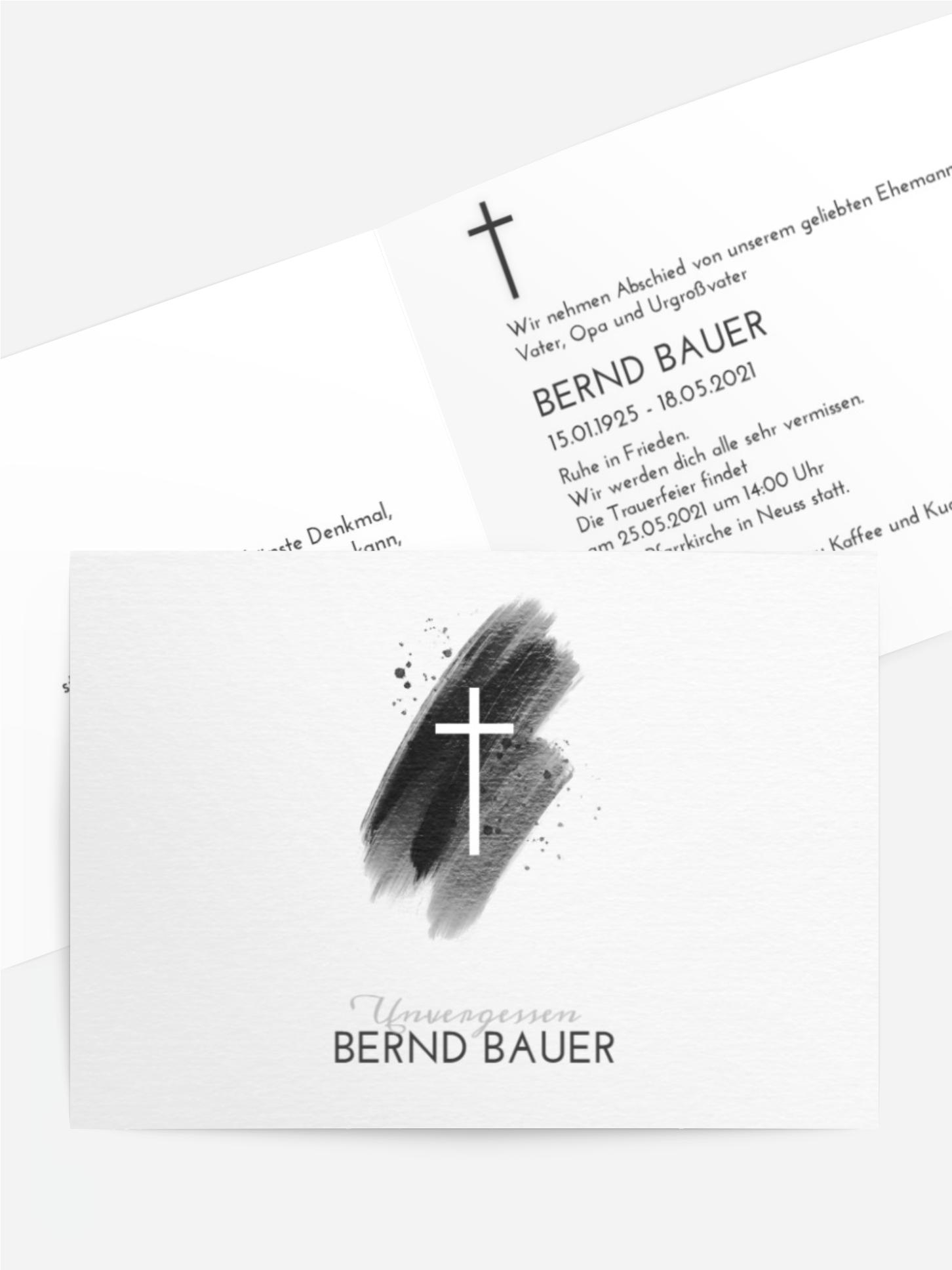 Trauerkarte Ruhiger Kreuz des Lebens