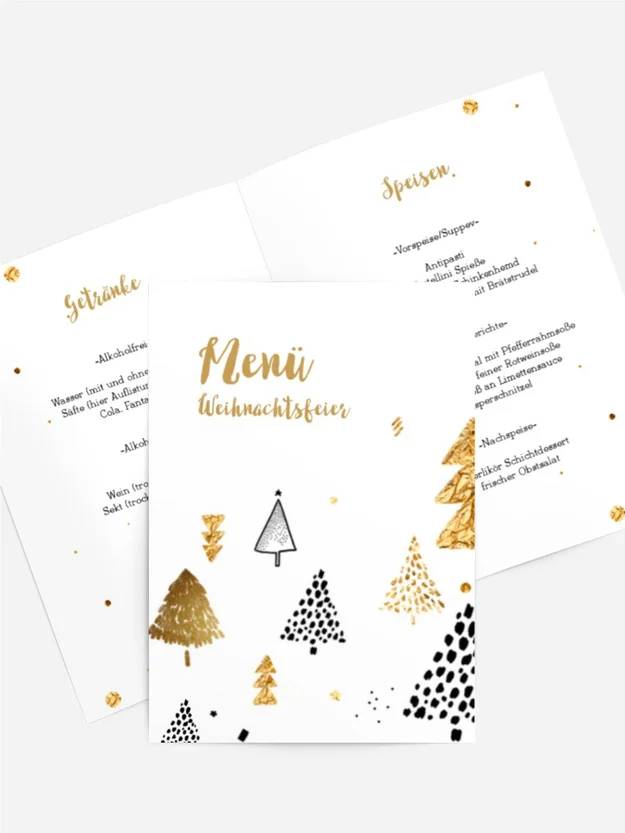Weihnachtsmenükarte Leise rieselt der Schnee