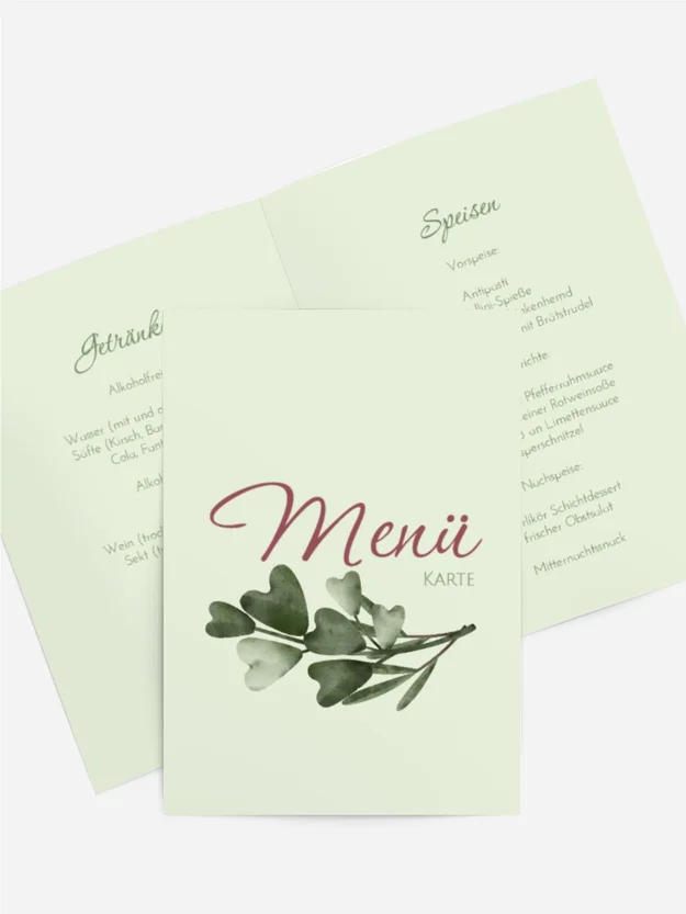 Menükarte Taufe Taufe eines Mädchens